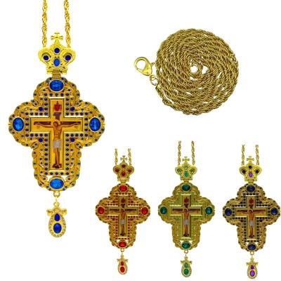 China Other Orthodox Crusader Orthodox Priest Pectoral Cross Necklace For Priests Church Articulos Religiosos Catolicos Gold Plated for sale