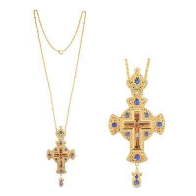 China Other Pectoral Cross Pendant Cross Jesus Crucifix Pendants Rhinestones Cross Orthodox Christianity Russian Orthodox Church for sale