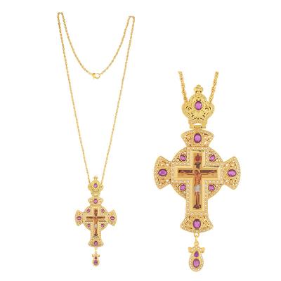 China Other Original Factory Priest Cross Orthodox For Church Gold Planting Gold And Blue Orthodox Cross for sale