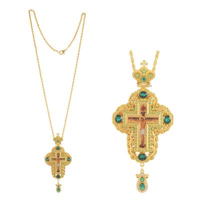 China Other Orthodox Priest Cross Pectoral Cross Necklace For Priests Church Articulos Religiosos Catolicos Gold Plated for sale