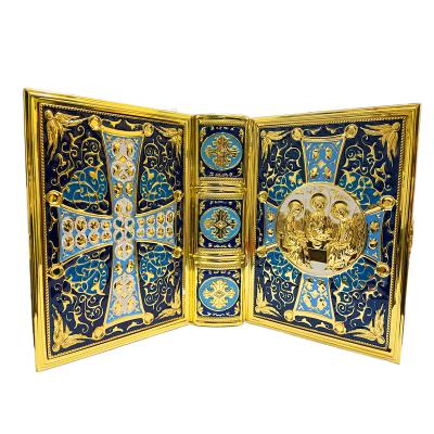 China Other metallic cover holy gospel book for church gold planting with color high quality book cover for sale