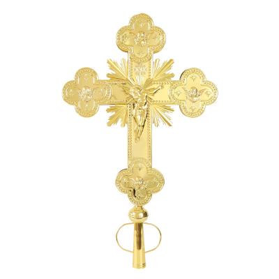 China Other Hand Holding Ethiopian Orthodox Cross For Church Two Face Gold Planting With Hanging High Quality for sale