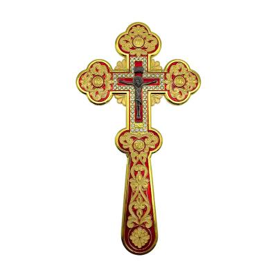 China Other Hanging Cross for Orthodox Church Prayer with Jesus Gold Planting Crystal Holy Cross for sale