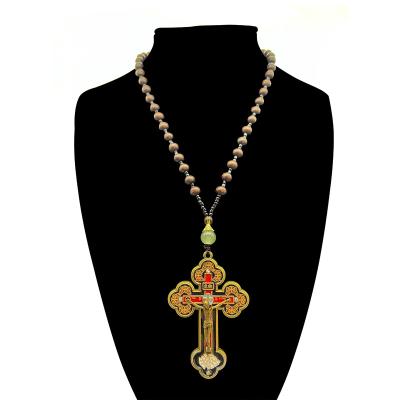 China Other Orthodox Crucifix Necklace Cross Rosary Beaded Chain Religious Orthodox Jesus Priest Cross for sale