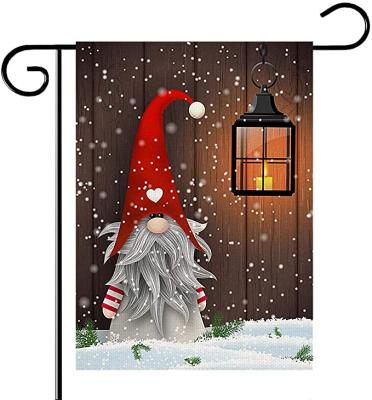 China Winter Seasonal Outdoor Flag Christmas Gnome Garden Flag Yard Decorations Vintage Rustic Home Double Sided New Year for sale