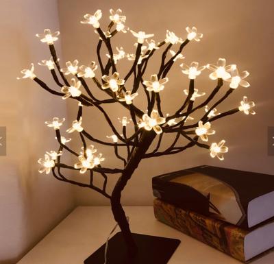 China Led Tree Light USB Battery Plug 45cm 24/36/48 Bulbs Christmas Home Wedding Tree Table Night Flower Artificial Flower Led Cherry Tree Light for sale