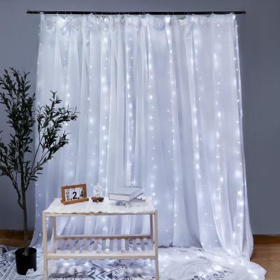 China Christmas Bedroom Party Wedding Garden Wall Decor 3m x 3m 300 Led Curtain Warm White Garlands Party String Lights For Wedding for sale