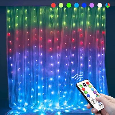 China LED Icicle/Curtain/Net Lights > Curtain Lights Smart Remote Control 270 LED 15 String Curtain Light Garden Decoration Sound Fairy Ceiling Decorative for sale