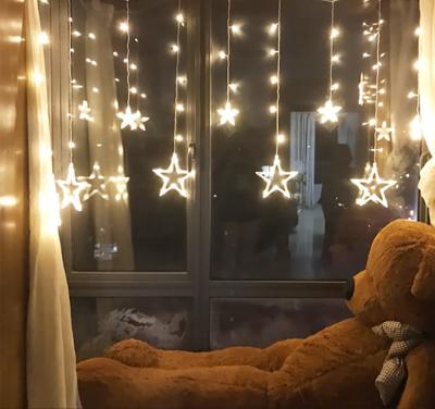 China Stars String Wedding Light Multi Curtain Connection Waterfall Star Control Mode Muslim Ramadan Decoration Window String Lights for sale