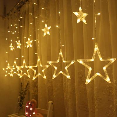 China Stars String Light 120 LED Christmas Lights Fairy Ramadan Light Window Star Moon Led Curtain String Light For Room Festival Christmas Decoration for sale