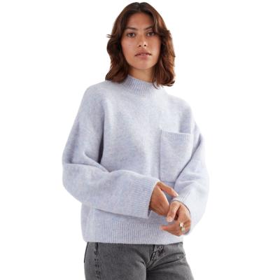 China 2021 Wholesale Anti-wrinkle custom women knitted sweater wool blend knit women pullovers sheath long pullover knitwear women for sale