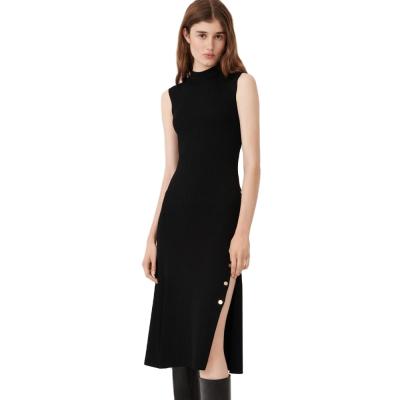 China 2022 new Anti-wrinkle fashion women's long sleeveless dress in a tight-fitting stretch knit fabric for sale