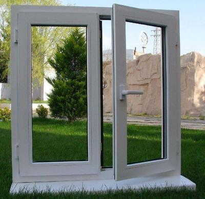 China Three Cavity White PVC Casement Window With Sinking Drainage System for sale