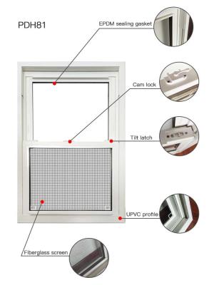 China Perfiles de PVC blanco con ventanas de doble colgante aislamiento térmico UPVC en venta