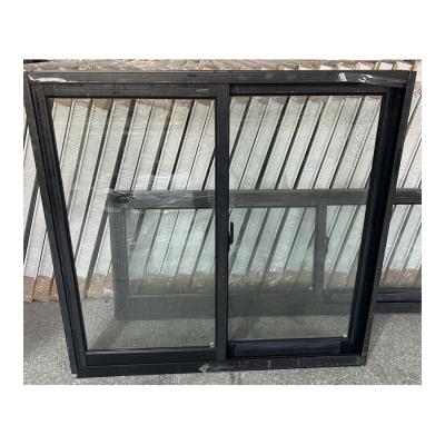 China Black Frame Aluminum Sliding Glass Window Double Glass Customized for sale