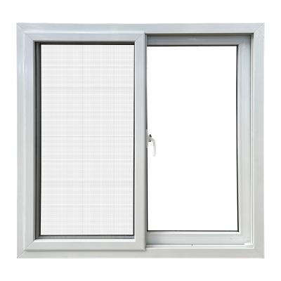 China PVC Tempered Glass Sliding Window With Fly Screen Double Glazed Sliding Windows for sale