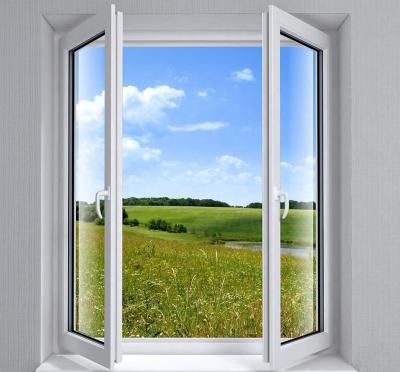 China Double Glazed Windproof Glass Casement Window With Mosquito Screen PVC / UPVC Frame for sale