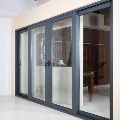 China Customizable Aluminum Sliding Glass Doors Waterproof Tempered Glass Sliding Door for sale