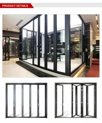 China High Security Aluminum Folding Door Double Glazed Folding Balcony Doors Custom for sale