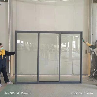 China Customizable Tempered Glass Aluminum Sliding Doors For Houses Space Saving for sale