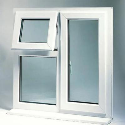 China Double Glazed Bathroom PVC Window Tempered Glass Awning Window Replacement for sale