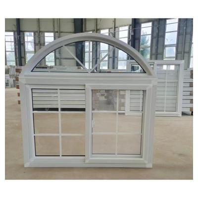 China Customized single double glazed UPVC Arch window pvc sliding Window 3*3/4*4 Standard size for sale