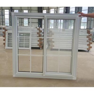 China Einfachglasgehärtetes UPVC-Glas Schiebefenster und -Tür mit Grill-Mückennetz zu verkaufen