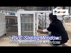 customized pvc double horizontal sliding windows with mosquito screen vinyl sliding windows