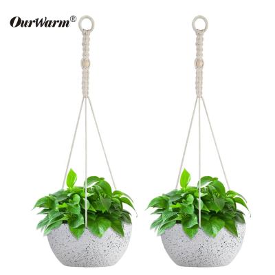 China OurWarm Decoration 2pcs Custom Indoor Boho Wall Macrame Plant Hangers Cartoon Hanging Planters With Pot for sale