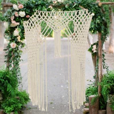 China Large Boho Room Backdrop Banner Photo Banner Minimalist Photography Background White Wedding Macrame Wall Hanging for sale