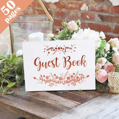 China Wedding Guest Book Rustic Wedding Guest Book White 25.5*18cm Wedding Guest Book Sign Book Beautiful For Wedding Party for sale