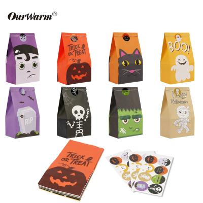 China OurWarm 2021 New Design 24pcs Paper Package Gift Halloween Candy Bag Box Halloween Candy Bag Box for sale