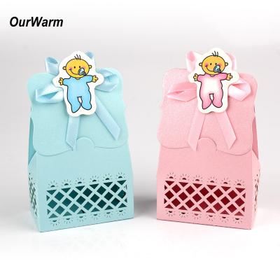 China OurWarm 12pcs Recyclable Mini Baby Shower Sweet Gift Bags Favor Rustic Candy Packaging Box for sale