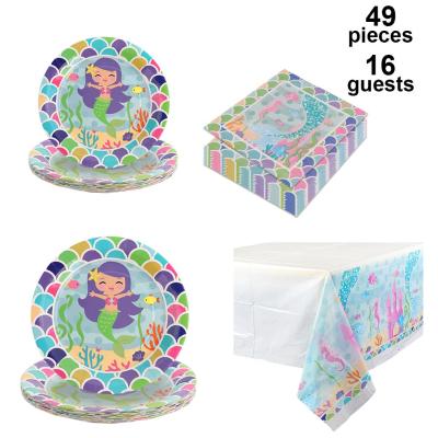 China Kit Set Baby Shower Themed Mermaid Party Supplies Mermaid Themed Party Garbage Happy Birthday Party Decoration Mermiad for sale