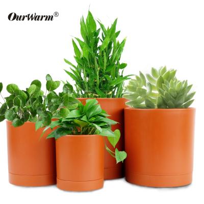 China OurWarm Pastoral Wholesale Cheap 4 Pcs PP Indoor Outdoor Plant Plastic Flower Pots for sale