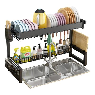 China Sustainable Custom KitchenThe Sink Dish Rack Drainer Black Storage Shelving Dish Draining Rack for sale