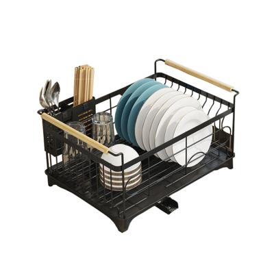 China Multifunctional Stocked Stainless Steel Kitchen Storage Racks Holding Dish Drying Rack With Tray for sale