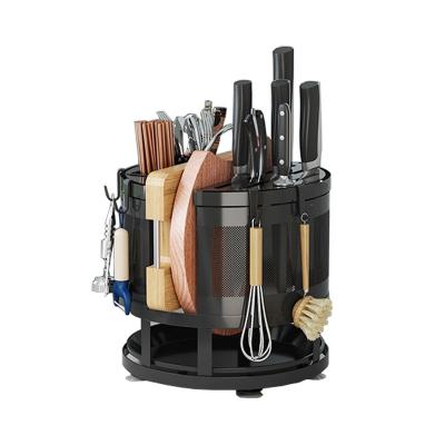 China Rotating Organizer Viable High Quality Round Knife Block Holder Kitchen Knife Storage Rack for sale