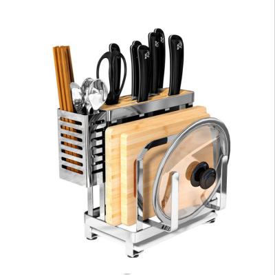 China Stainless Steel Viable Multifunctional Kitchen Knife Storage Desktop Racks And Holders for sale