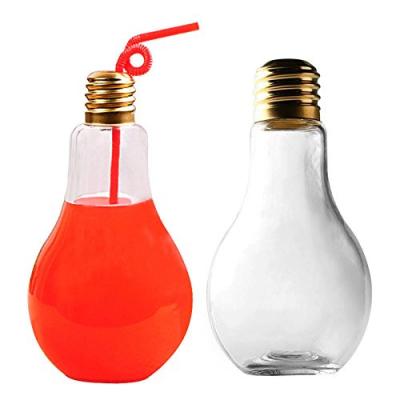 China food & Beverage Packaging 500ml PET Bottle Bulb Shape Transparent Plastic Cup For Juice And Milk Tea for sale