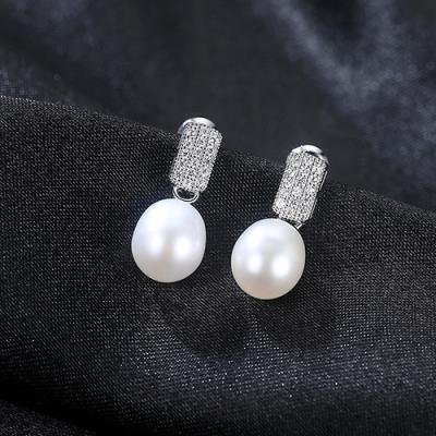 China OUXI TRENDY Minimalist Freshwater Pearl 925 Sterling Silver Hoop Earrings Beauty Women Gift Jewelry Manufacturer Y21443 for sale