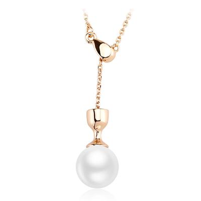 China Europe and America fashion personality pearl fresh gold plated necklace fresh newcomer fashion women gift jewelry pendant manufacture 11480 OUXI for sale