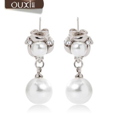 China FASHIONABLE OUXI 20413 Romantic Cool Pearl WhiteGold Plated Stud Earrings Fashion Women Gift Jewelry Maker The Beautiful for sale