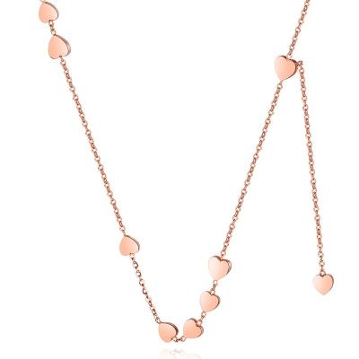 China High-end Minimalist Europe and America Love Heart Rose Gold Plated Stainless Steel Necklace Women Gift Jewelry Manufacturer B10213 OUXI for sale