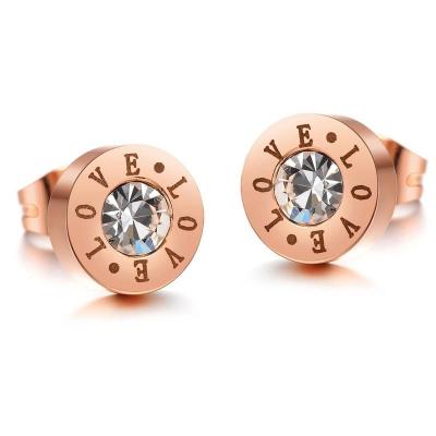 China LOVE FASHIONABLE Zircon OUXI Crystal Gold Plated Stud Earrings Beauty Fashion Gift Stainless Titanium Steel Ornament B20199 for sale