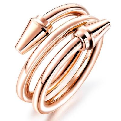 China OUXI Punks Stylish Personality Rose Gold Plated Stainless Steel Arrow Rings Women Fashion Jewelry Maker B70133 for sale