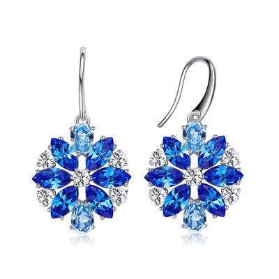 China OUXI Big Large Flower Brass Fancy Earrings With Colorful Crystal For Middle Age Women C21333 for sale