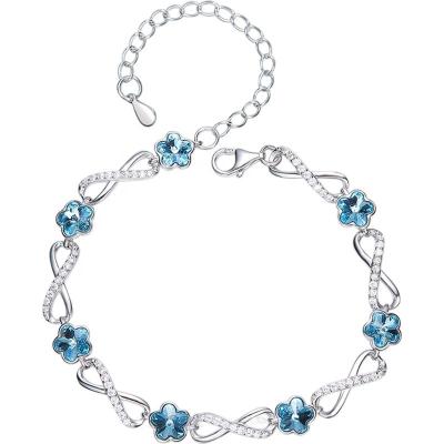 China OUXI FASHION Wholesale Flower Sapphire Blue Crystal Bracelet C30645 for sale