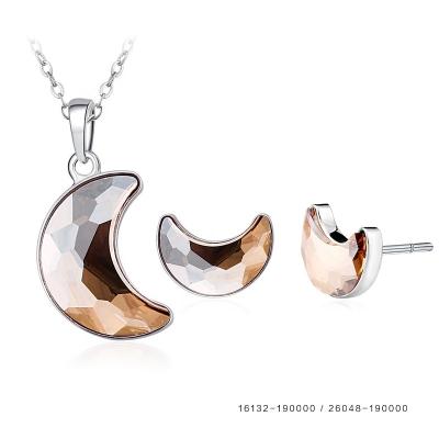 China FASHIONABLE OUXI Valentine's Gift Crescent Moon Earrings Pendant Jewelry Set for Young Girls S-8054 for sale