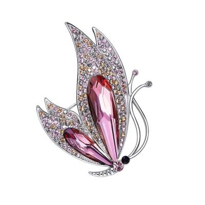 China OUXI Fashion Jewelry Luxury Brass Butterfly Design Crystal Brooch C60228 for sale